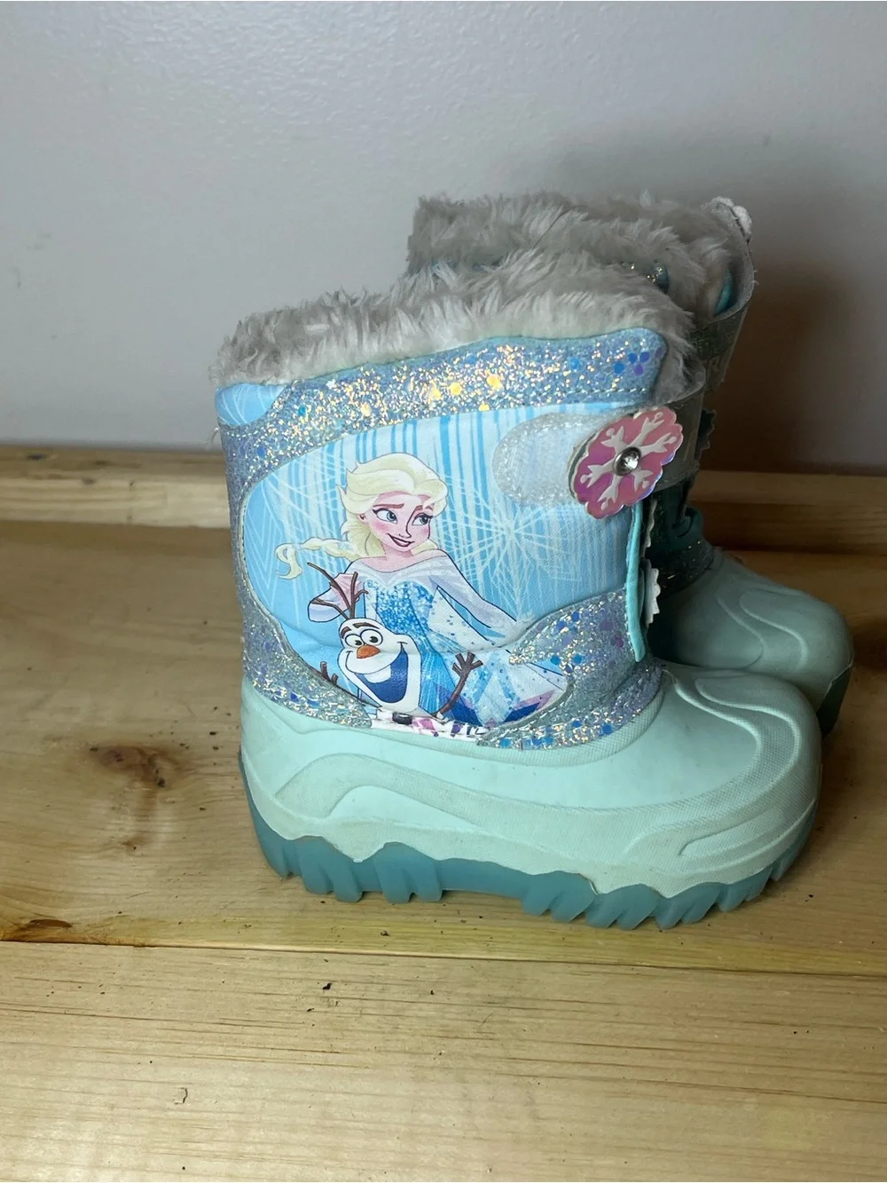 Disney Light Blue Glitter Anna & Olaf Kids Winter Boots